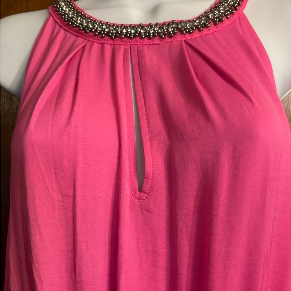 New w/Tags 
Jennifer Lopez Pink Maxi dress w/Side Slit and under slip. Sz.XL $10